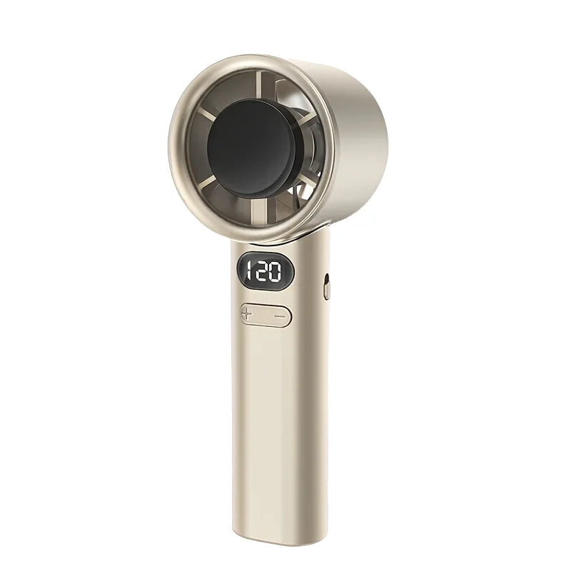 Portable Fan 120-Speed with Digital Display. Don’t sweat it — literally.! This tiny but mighty fan goes wherever you do. Instant cooling relief, fits in your bag, charges fast, zero hassle. #MiniButMighty #StayChill